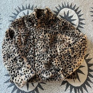 Leopard Print Faux Fur Coat
